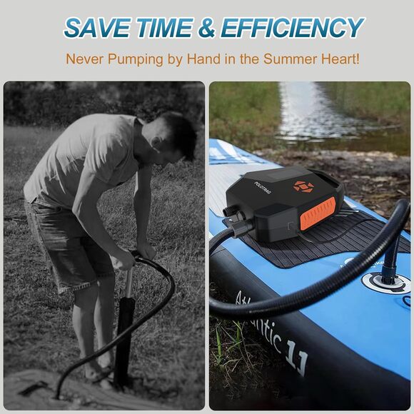 Paddle Board Pump, SUP Pump Electric Portable with Auto-Off/Deflation, 12V DC - Picture 6 of 7